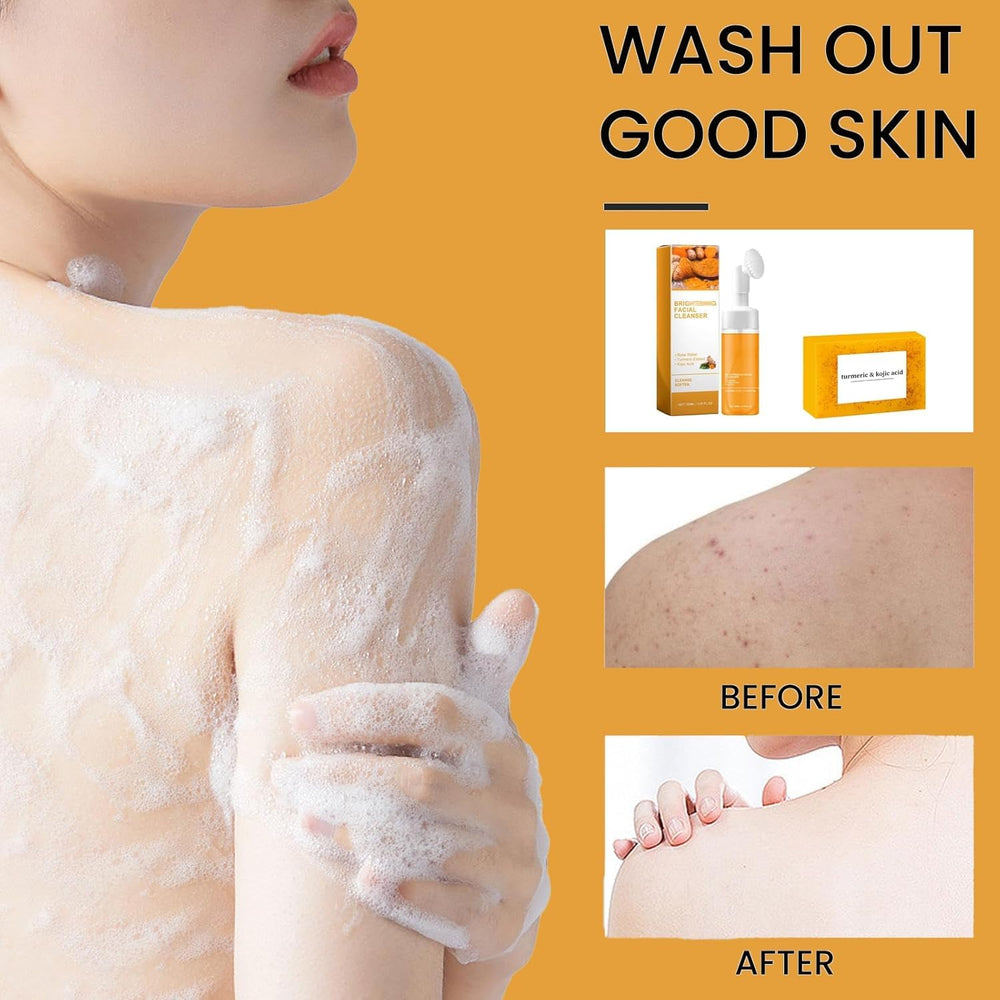 Turmeric face wash with brush: gentle cleansing for daily use