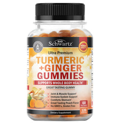 Bottle of Turmeric Curcumin with Ginger Gummies - Peach Flavor