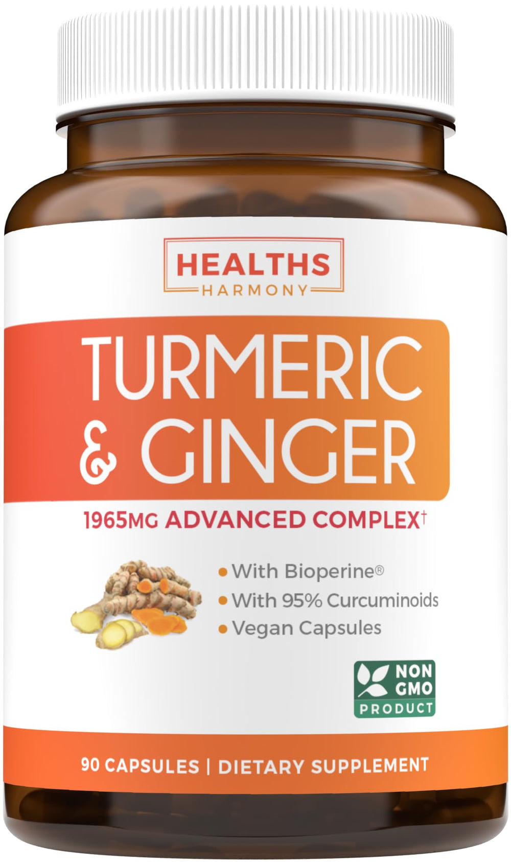 Turmeric and Ginger joint support supplement bottle – 90 capsules