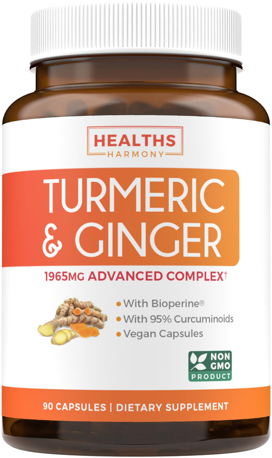 Turmeric and Ginger joint support supplement bottle – 90 capsules
