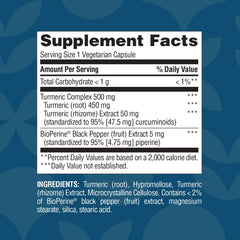 Turmeric 500mg Bioperine capsules in bottle