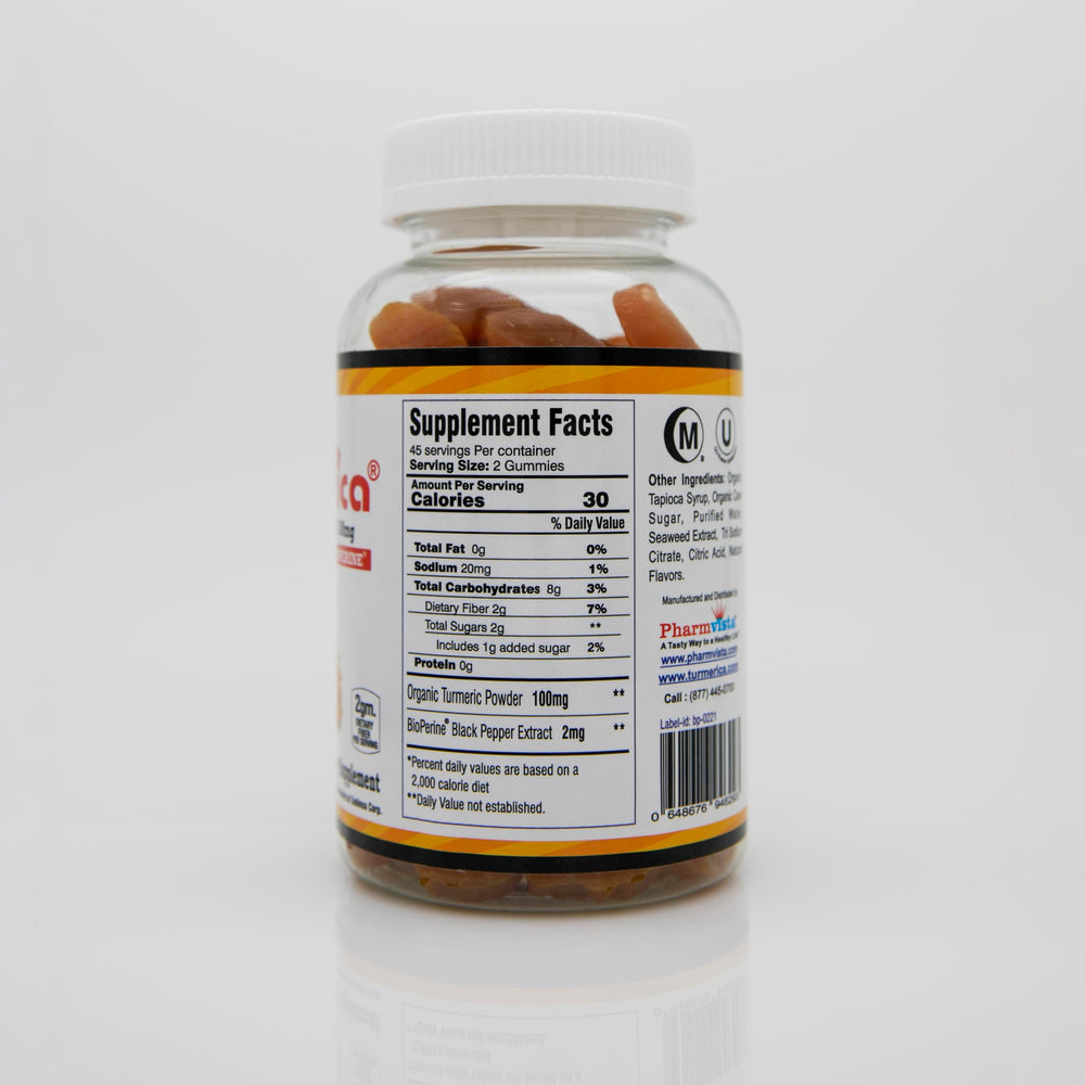 Back view of Turmerica bottle with Bioperine information