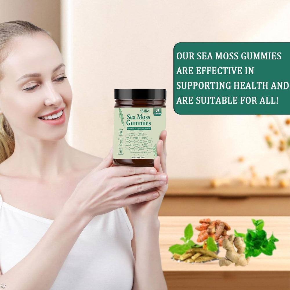 tuyapio Sea Moss Gummies 16 in 1 ingredients list card