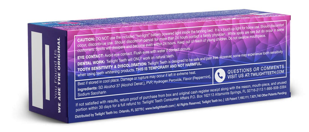 Mouthpiece used during tanning sessions for whitening.