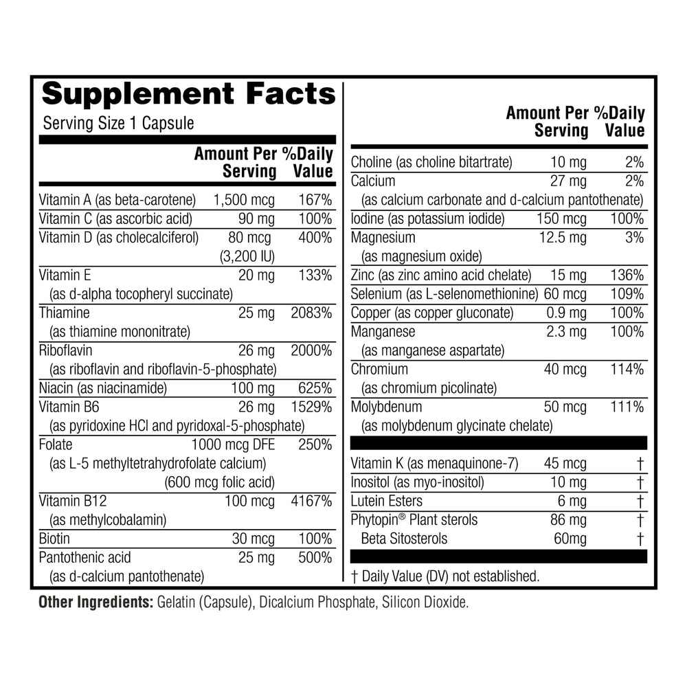 Label highlighting men's health benefits on Twinlab TWL Men's Daily One 60 Count