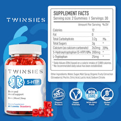 Bottle of Twinsies 5-HTP Calm Gummies with label