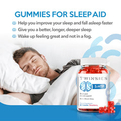 Gummy texture with ingredient panel for Twinsies 5-HTP formula
