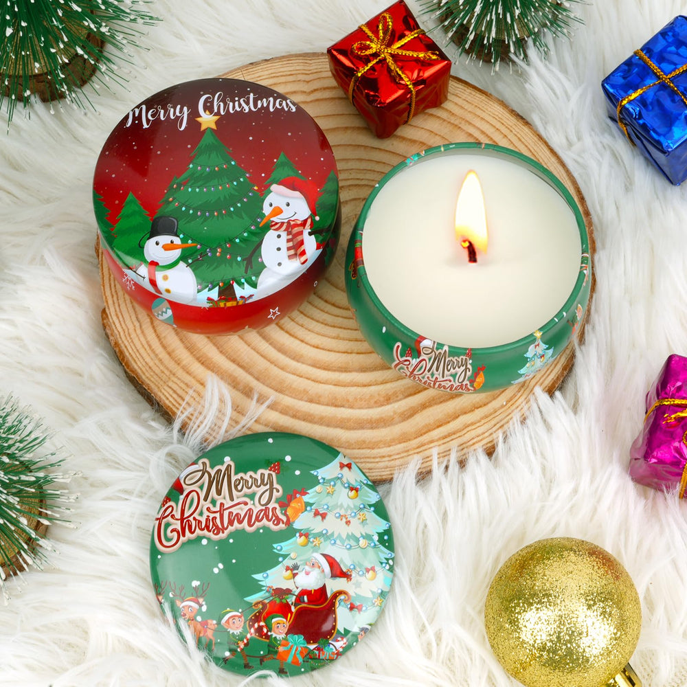 Gift-ready two-pack candles in a festive package
