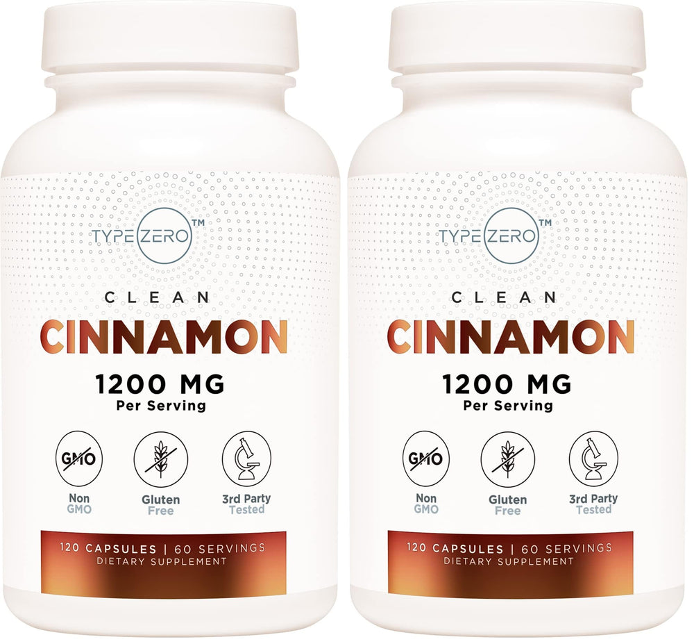 Type Zero Ceylon Cinnamon capsules bottle, 1200mg, 120-count, pack of 2
