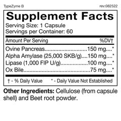 TypeZyme digestive enzyme capsules for Blood Type B