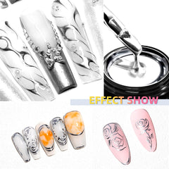 U-Shinein nail artist applying gel with a fine brush for precision lines