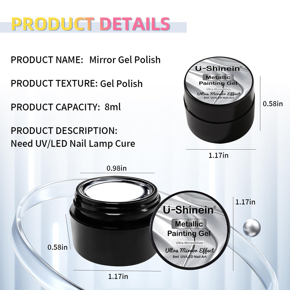 U-Shinein salon-ready look with low-odor metallic gel on nails