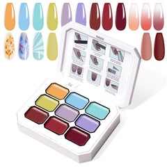 U-Shinein gradient painting gel 9-colour palette for ombre effects