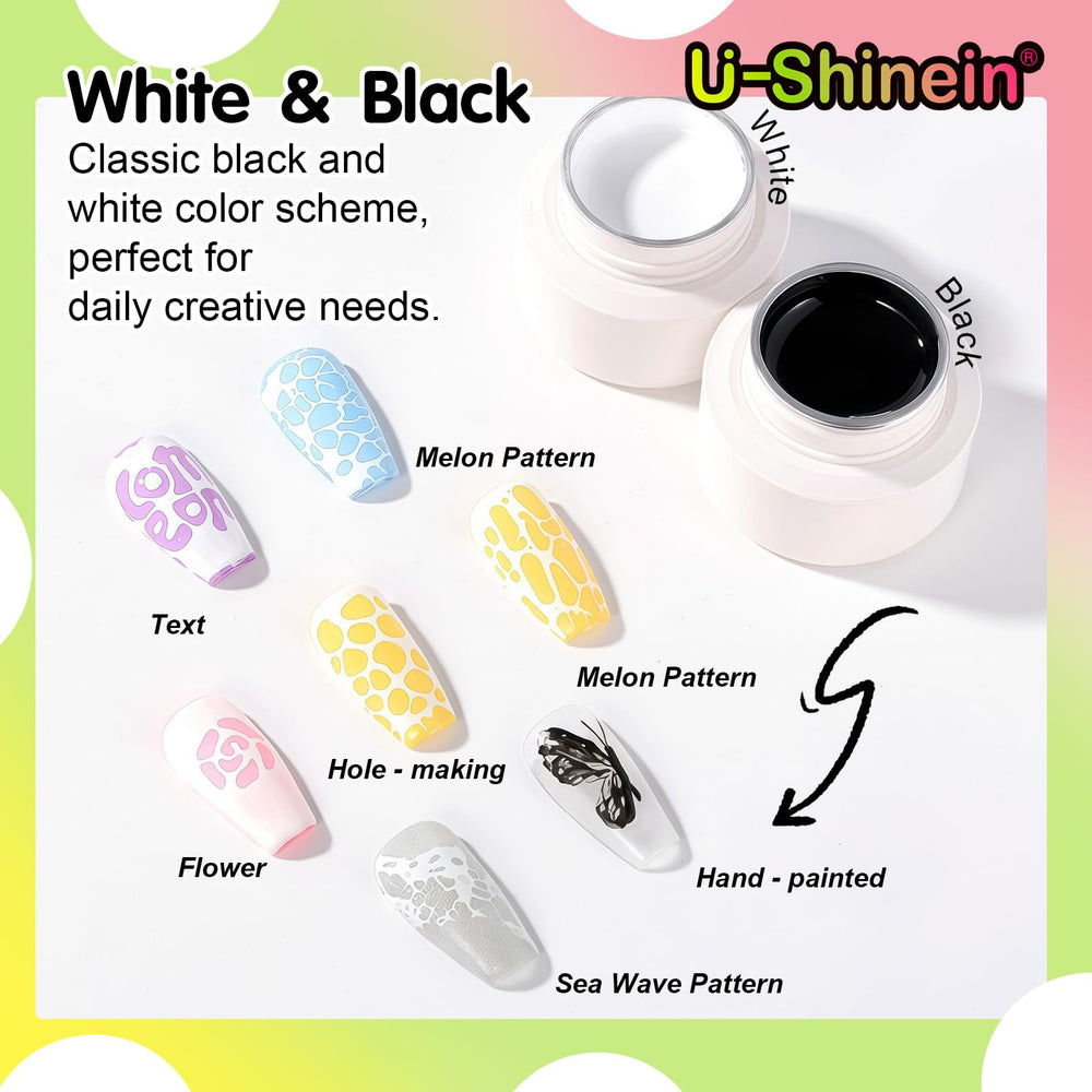 U-Shinein lace painting net pattern design for delicate manicure details