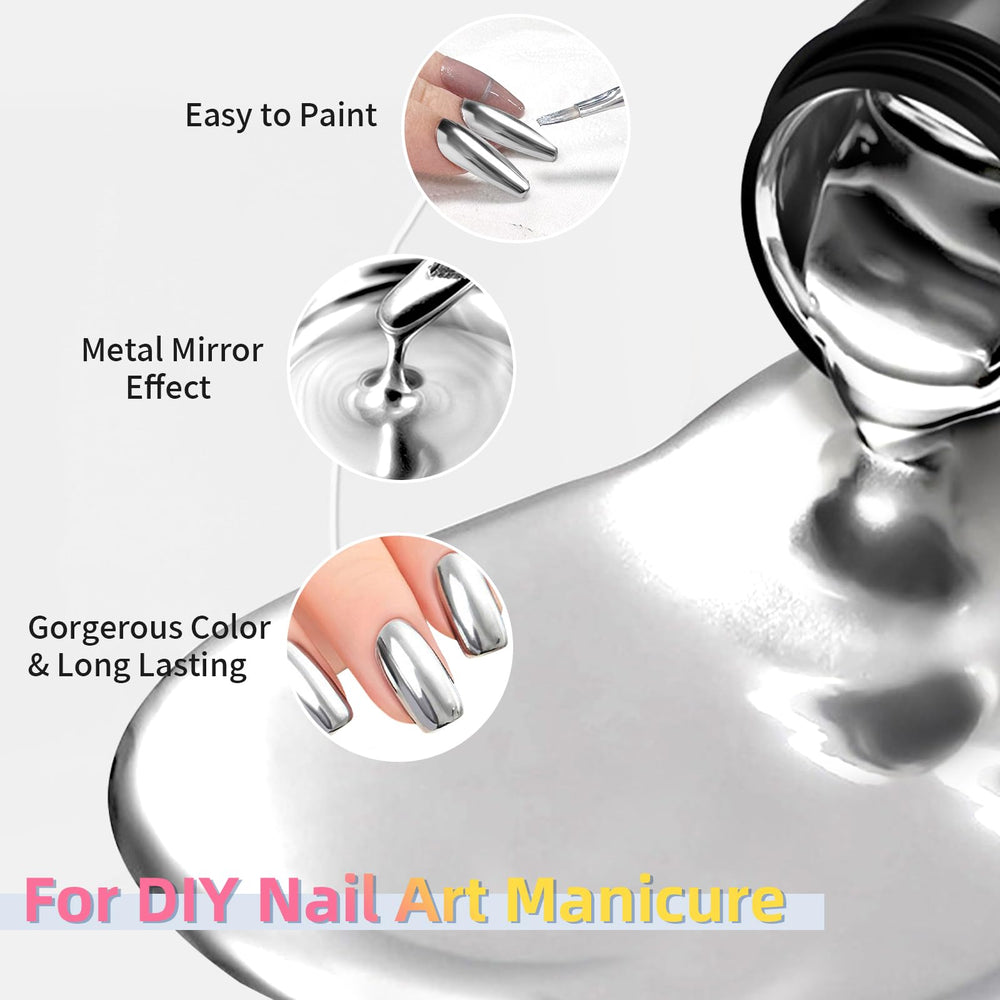 U-Shinein mirror-silver gel under UV lamp for long-lasting shine