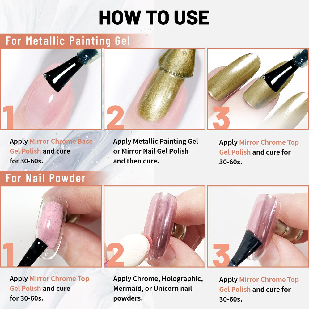 U-Shinein multi-use base coat setup for various nail powders.