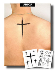 UBICA cross tattoo design worn as a subtle daily symbol.