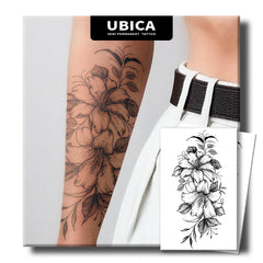 UBICA Tattoo Lily Flower design on a large sheet for easy application and versatility.
