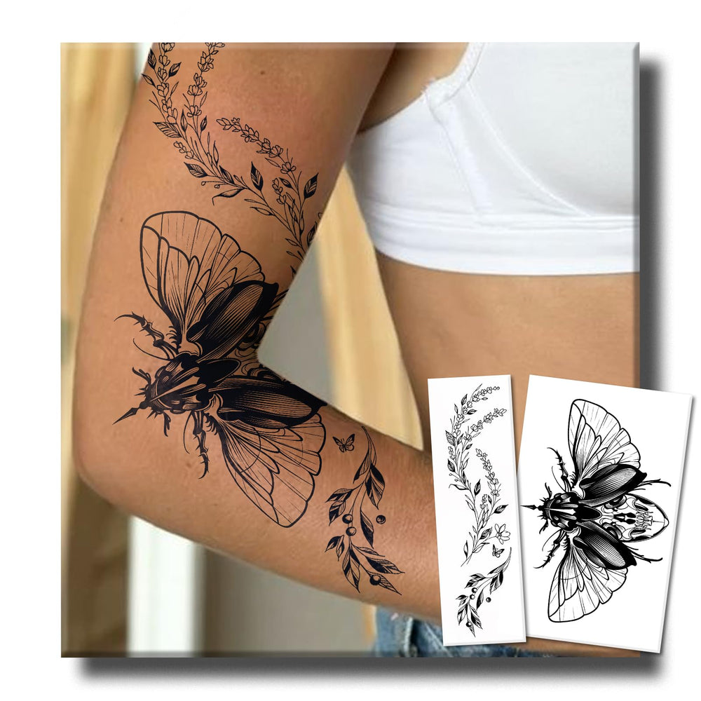 UBICA Tattoo Tech beetle wing dynamic design on arm, waterproof and long-lasting.