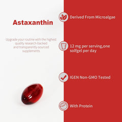 Close-up of ingredient label on Astaxanthin product