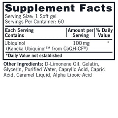 Kirkman's Super CoQ10 ubiquinol label close-up