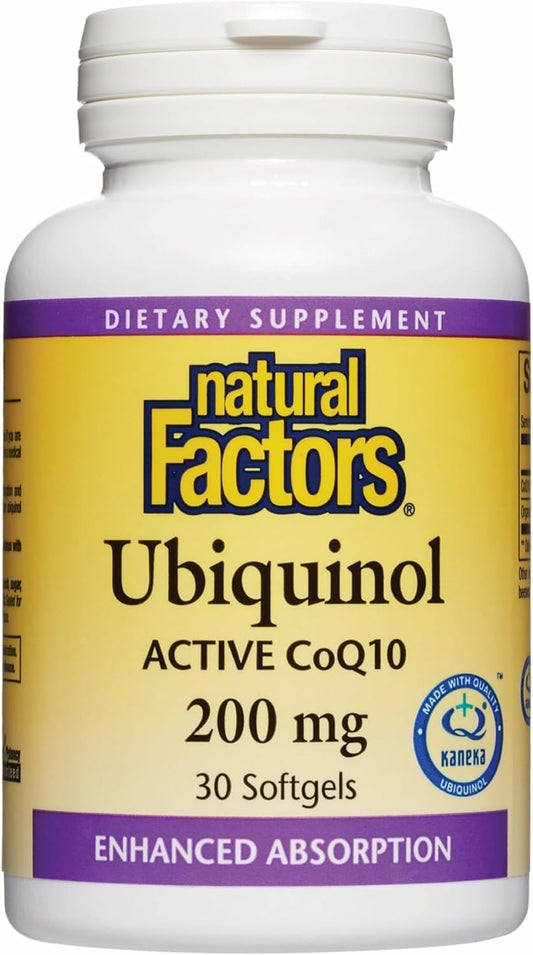 Natural Factors Ubiquinol 200 mg softgels front view