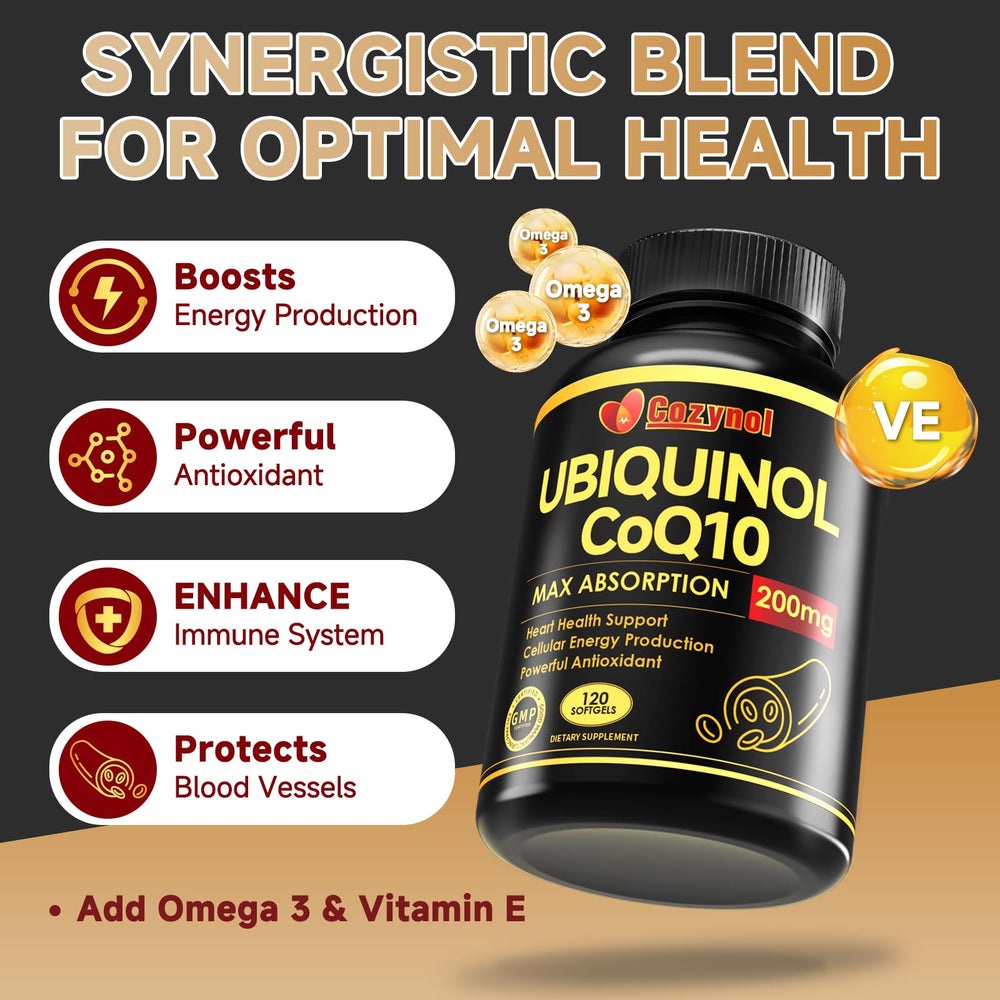 Heart health concept with CoQ10 omega-3 softgels