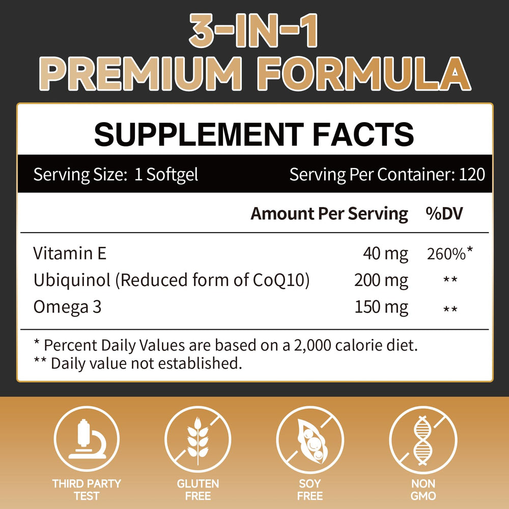 CoQ10 softgels with Vitamin E illustration