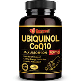 Front view of Ubiquinol CoQ10 400mg Softgels bottle with Vitamin E and Omega-3