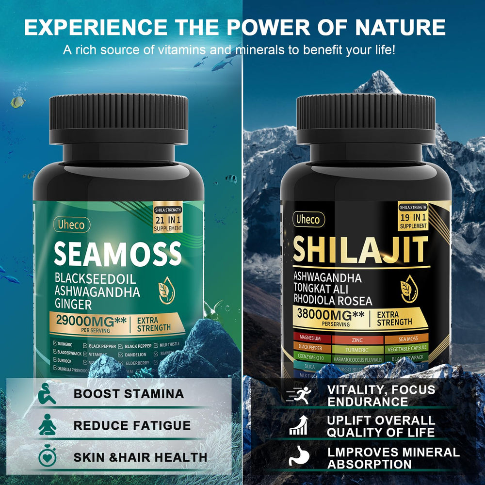 Uheco bundle with Ashwagandha Turmeric and Black Seed ingredients
