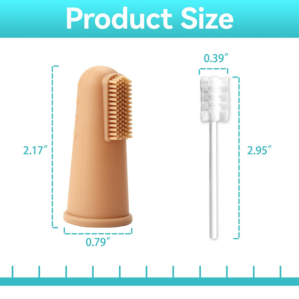 Two soft finger toothbrushes included in the kit