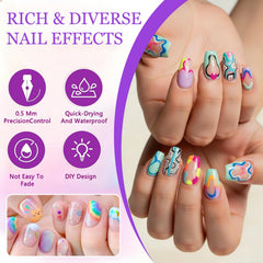 UKM nail art pens with 0.5mm tip enable precise lines