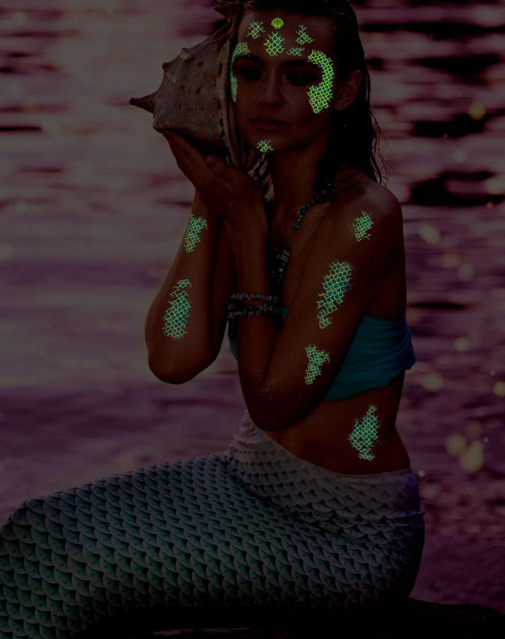 Ulmisfee mermaid-scale tattoos sheet 8 easy removal after celebrations