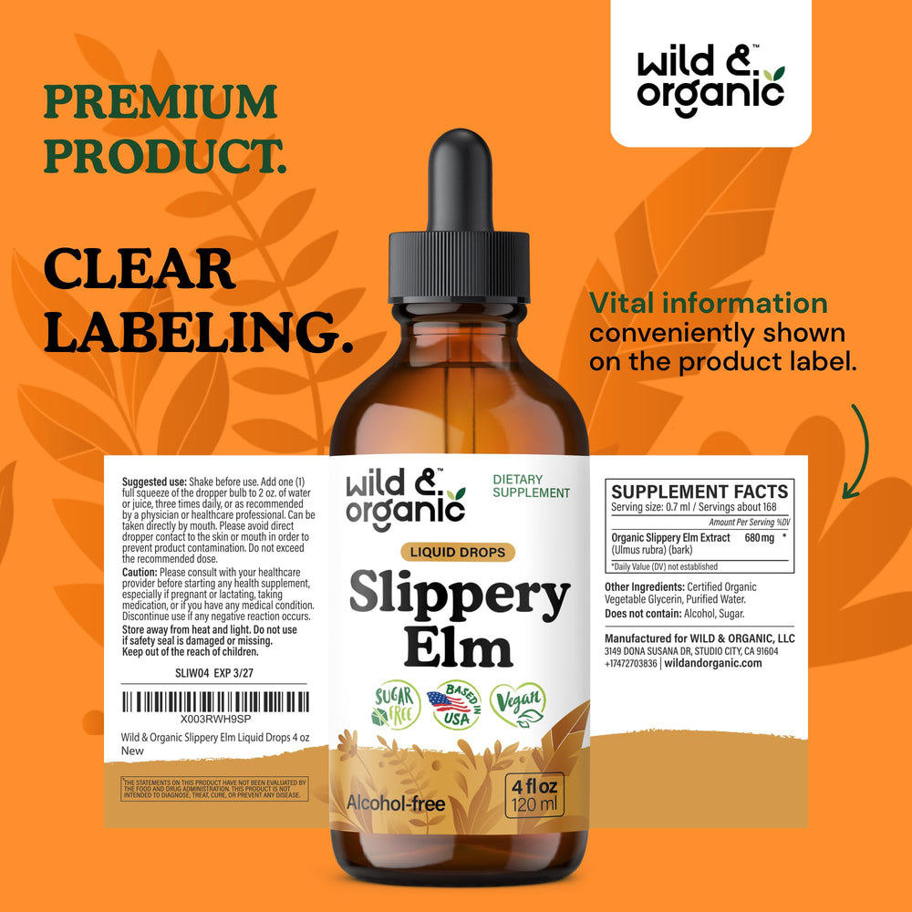Ulmus rubra slippery elm supplement packaging