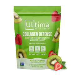 Stickpack of Ultima Replenisher Collagen Defense Electrolytes Kiwi Strawberry flavor