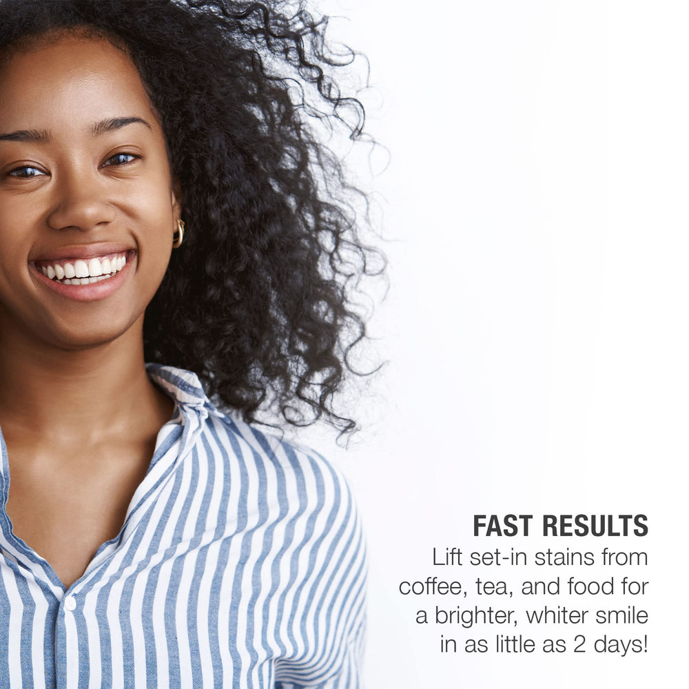 Product packaging highlighting coconut whitening and fast results