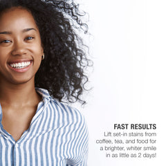 Product packaging highlighting coconut whitening and fast results