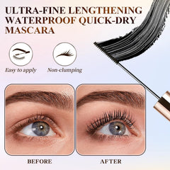 Ultra-Fine Lengthening waterproof mascara brush close-up coats tiny lashes precisely.