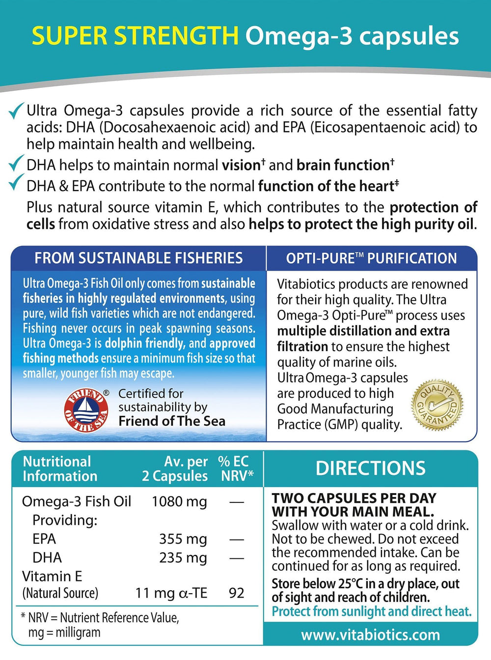Front label of Ultra Omega 3 High Potency 60 Caps
