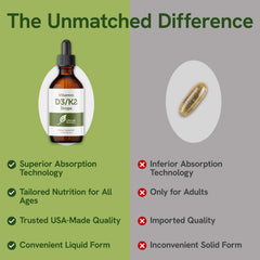 Ingredients and bottle of D3 with K2