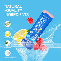 Close-up of magnesium glycinate, L-Theanine, and Ashwagandha ingredients