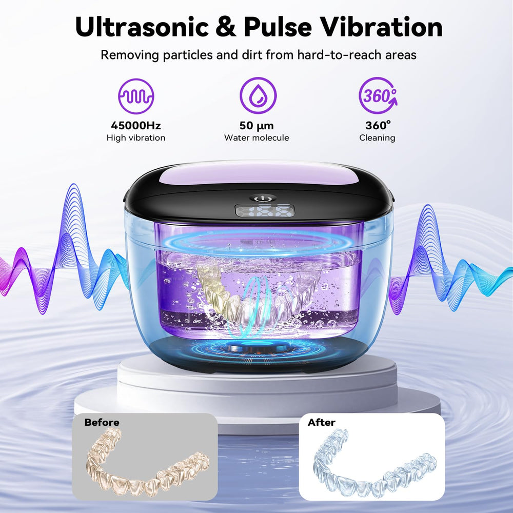 Cleaner modes showing 3-minute ultrasonic with UV and 5-minute pulsed ultrasonic with UV