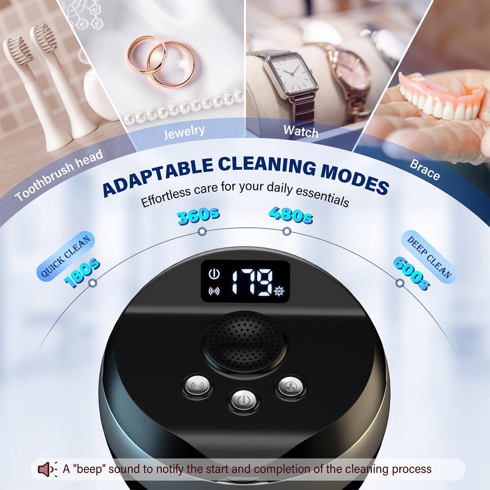 Package contents: adapter, USB cable, user manual, and cleaning basket