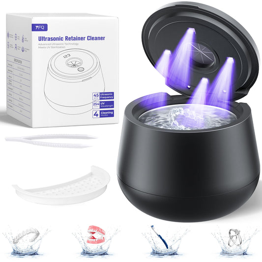 Front view of 45kHz ultrasonic retainer cleaner with 200ml tank