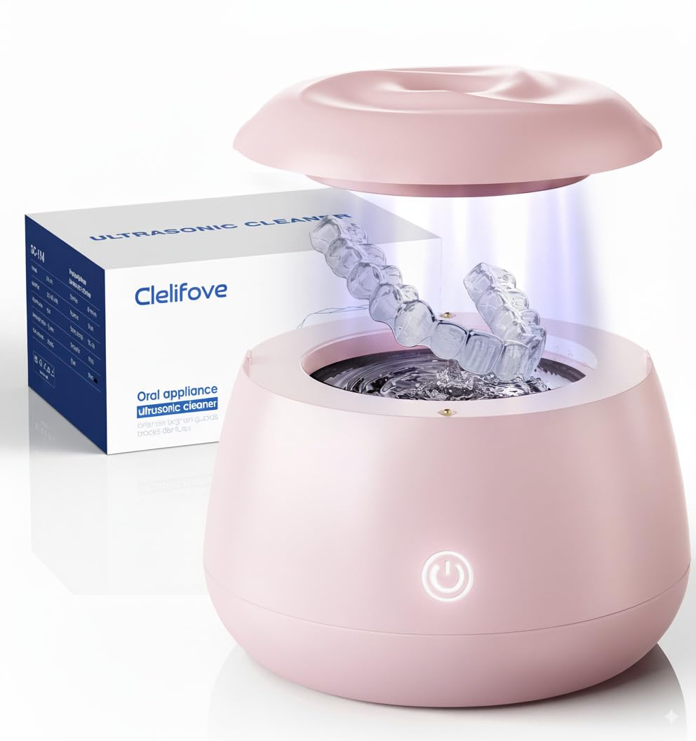 Pink Ultrasonic Retainer Cleaner 200ml pod with lid open