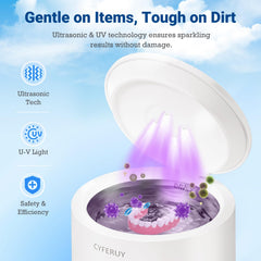 Compact 160ML capacity retainer cleaner suitable for dentures, mouth guards, and jewelry