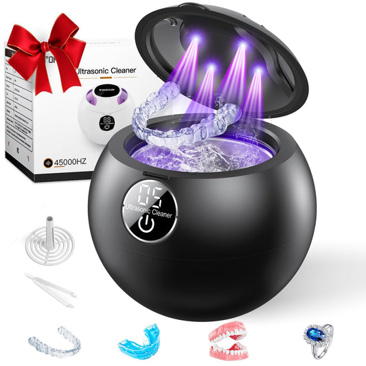 Front view of black Ultrasonic Retainer Cleaner Machine