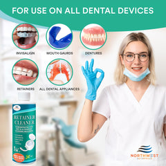 Dental appliances being cleaned with ultrasonic system