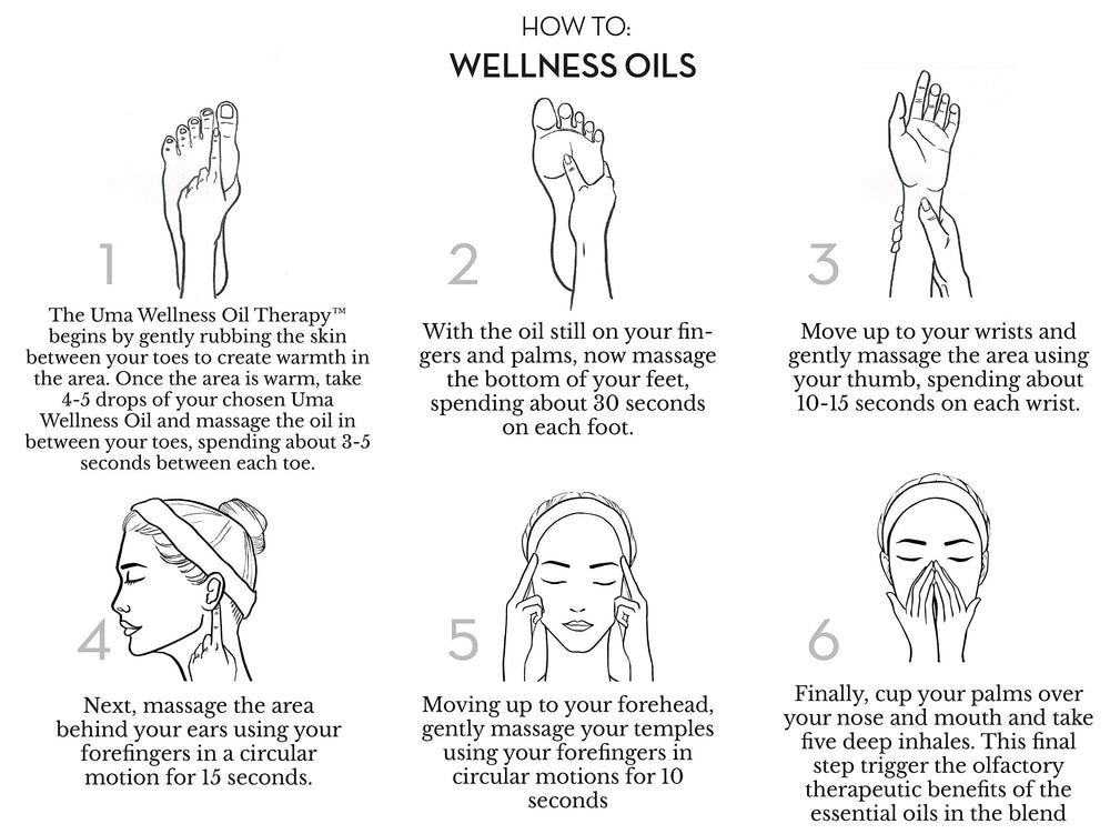 UMA Pure Rest Wellness Oil roll-on application aids mindful de-stress routine