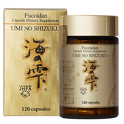 Front view of Umi no Shizuku Fucoidan capsules bottle